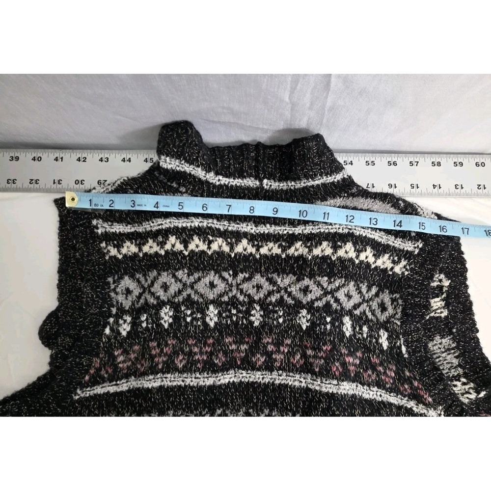 Eddie Bauer Vest Open Sweater Cardigan Sx L Aztec Southwestern Sleeveless Cozy - Picture 5 of 10
